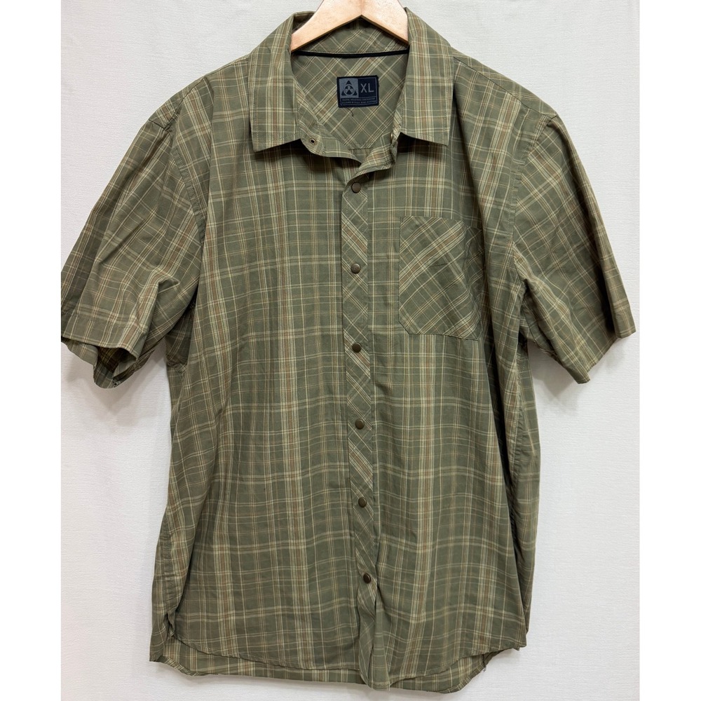 Magpul Men's Short Sleeve Plaid Button Down Shirt XL Green MAG738